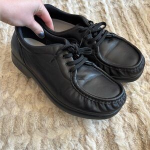 SAS Black Leather women’s orthopedic loafer Shoes